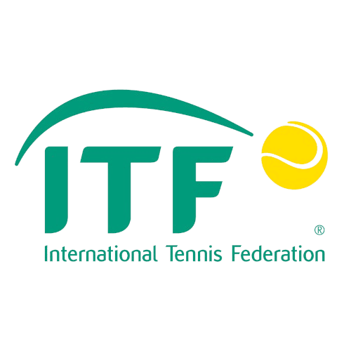 International Tennis Federation logo, representing a certification and membership of the tennis coach. An external link to the ITF website.